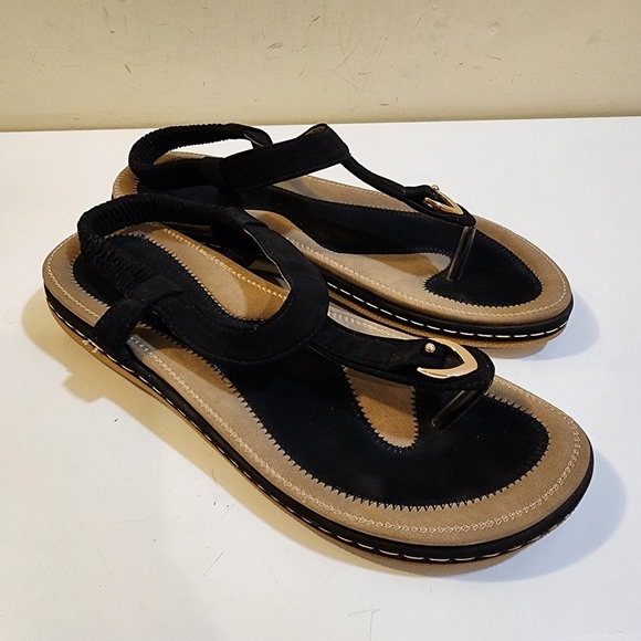 SIKETU Black Velvet Flat Sandals size 41 - Picture 6 of 11